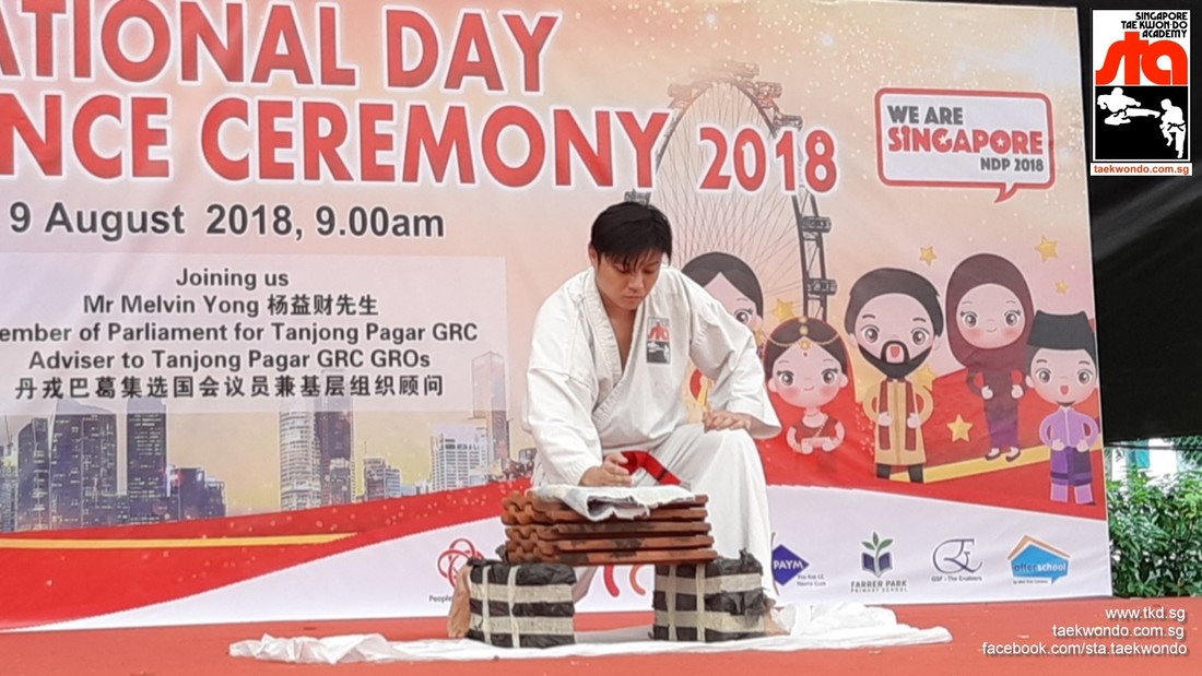 Breaking Demonstration Desmond Ho STA Taekwondo Pek Kio CC City Serangoon Farrer Park